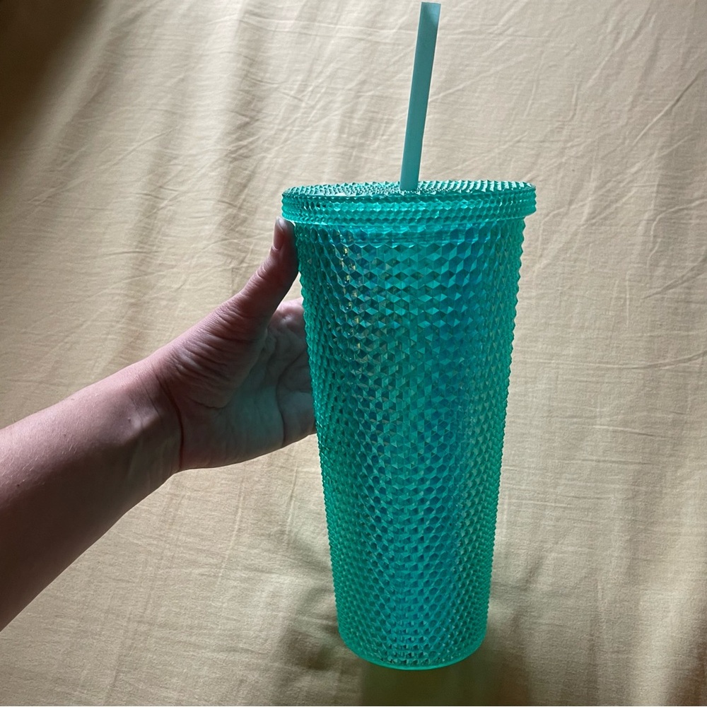 Textured Teal Tumbler with Straw